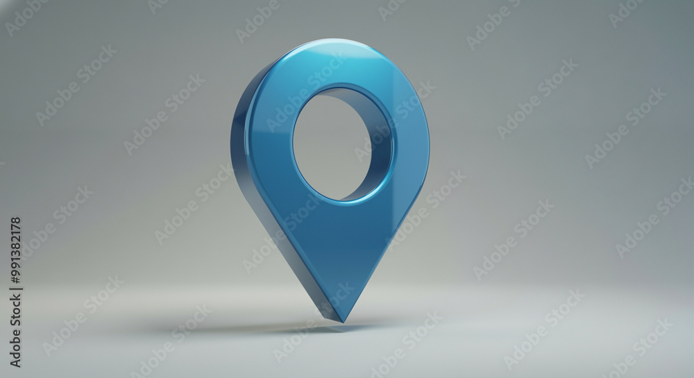 Poster location pin with map icon for navigation and location services in 3d design style