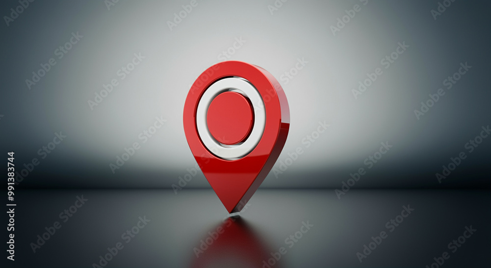 Poster location pin on map representing navigation and finding destinations