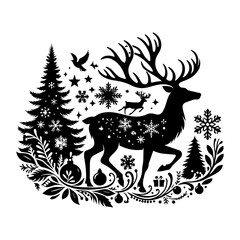 Christmas Reindeer Silhouette Vector Illustration