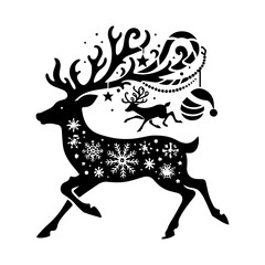 Christmas Reindeer Silhouette Vector Illustration