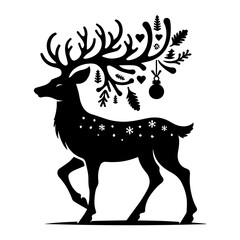 Christmas Reindeer Silhouette Vector Illustration