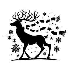 Christmas Reindeer Silhouette Vector Illustration