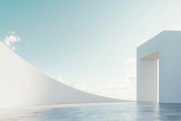 Abstract 3d rendering minimalist style architectural space scene,