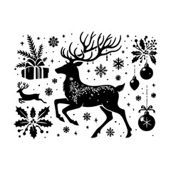 Christmas Reindeer Silhouette Vector Illustration