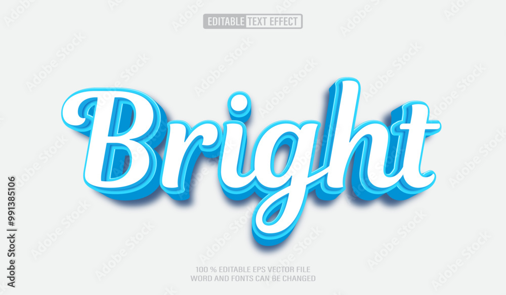Poster editable 3d text style effect - blue script text effect template