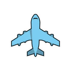 Blue airplane seen from above logo vector