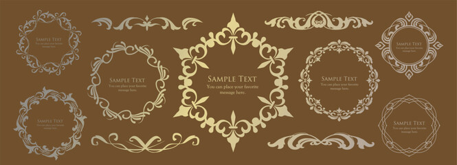 クリスマスモチーフのフレームデザインセット。ゴージャスでエレガントなデザイン素材
