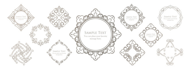 クリスマスモチーフのフレームデザインセット。ゴージャスでエレガントなデザイン素材
