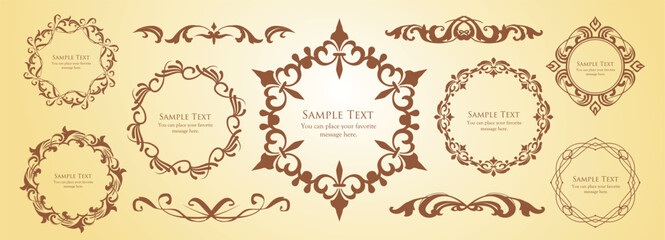 クリスマスモチーフのフレームデザインセット。ゴージャスでエレガントなデザイン素材
