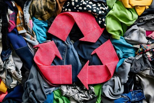 eco-friendly and sustainable clothing in shape of recycling sign