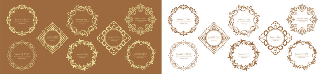 クリスマスモチーフのフレームデザインセット。ゴージャスでエレガントなデザイン素材
