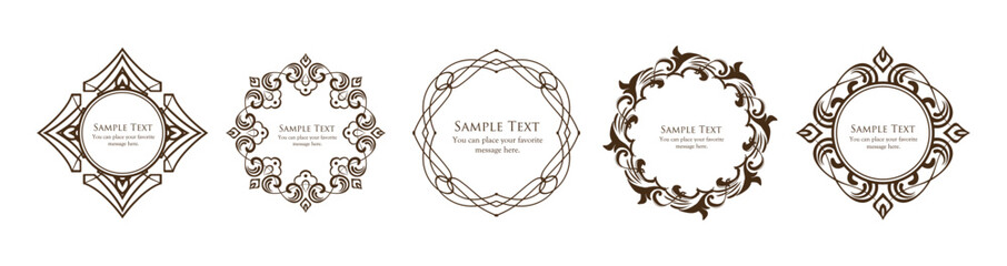 クリスマスモチーフのフレームデザインセット。ゴージャスでエレガントなデザイン素材
