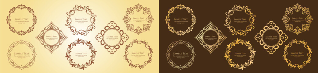 クリスマスモチーフのフレームデザインセット。ゴージャスでエレガントなデザイン素材
