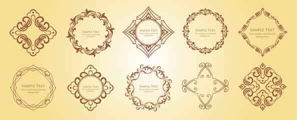 クリスマスモチーフのフレームデザインセット。ゴージャスでエレガントなデザイン素材
