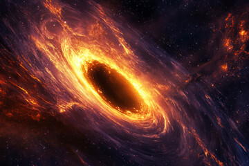 Fototapeta premium Black hole and a disk of glowing plasma. Supermassive singularity in outer space.