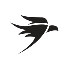 silhouette of black bird flying logo vector