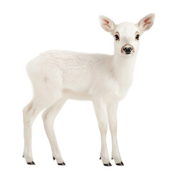 Obraz premium Cute White Fawn Portrait isolated on white or transparent background, png clipart, design element. Easy to place on any other background.