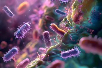 Fototapeta premium viruses, bacteria, atoms, molecules and microscopic organisms, microbiology