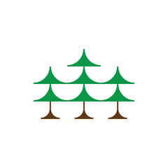 Obraz premium three pine trees in a row logo vector