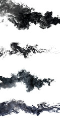 set of Black ink in water, isolated on transparent