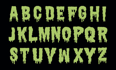 Zombie vector font hand drawn on black background