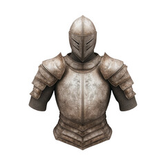 A knight's armor is shown in a white background
