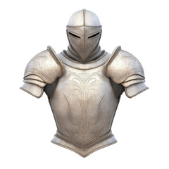 A knight's armor is shown in a white color