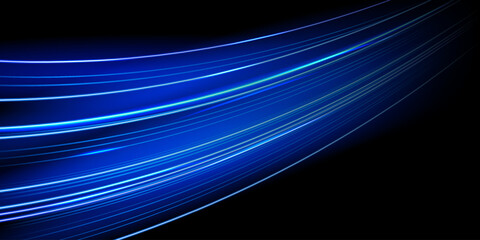 Colorful Light Trails, Perspective Long Time Exposure Motion Blur Effect, Vector Illustration