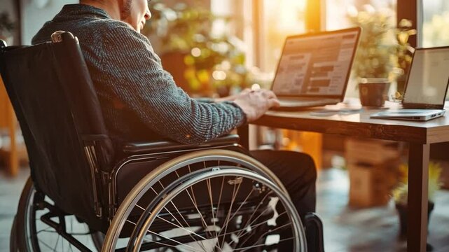 A person with a cognitive disability navigating a digital learning platform with ease, supported by adaptive technologies.