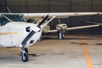aircraft propeller. Propellers of plane in the airport. The propeller of a  airplane © kanpisut