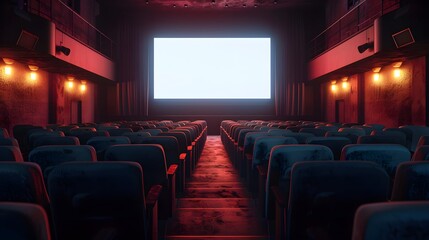 Fototapeta premium Empty Cinema Hall with Ambient Lighting Effects