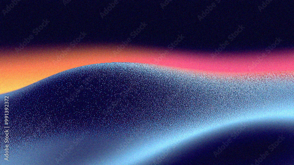 Poster grainy gradient background, abstract smooth wave patterns with a blend of vibrant colors creating a 