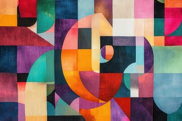 Fototapeta premium Abstract Geometric Composition with Vivid Colors and Curved Shapes