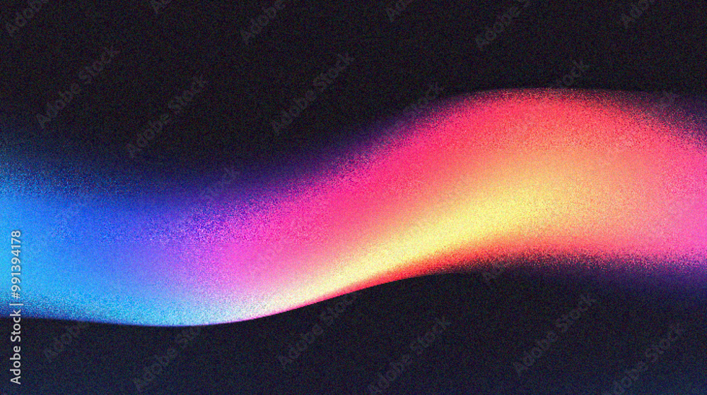Poster grainy gradient background, vibrant abstract wave patterns in striking colors, creating a dynamic vi