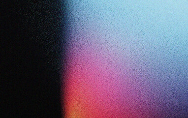 Grainy gradient background, A vibrant abstract background showcasing a gradient of colors transitioning from black to pink and blue, ideal for artistic or modern design projects.