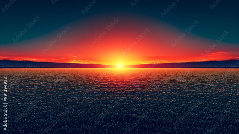 Poster A stylized night game illustration of an NFL stadium with large clean shapes and minimal detailing in the stands Large space for text in center Stock Photo with copy space