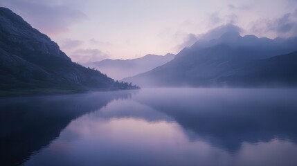 Misty Mountain Lake at Dawn