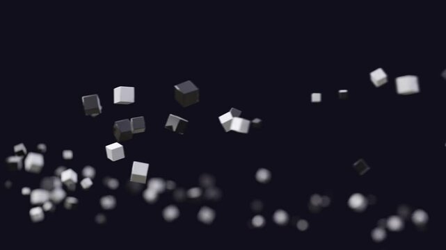 cubes flying in orbit, seamless looping