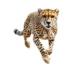 Obraz premium A cheetah runs at full speed isolated on transparent background