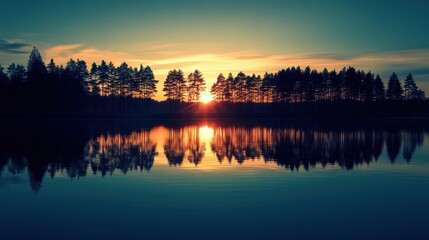 Fototapeta premium Sunset Reflection on a Still Lake