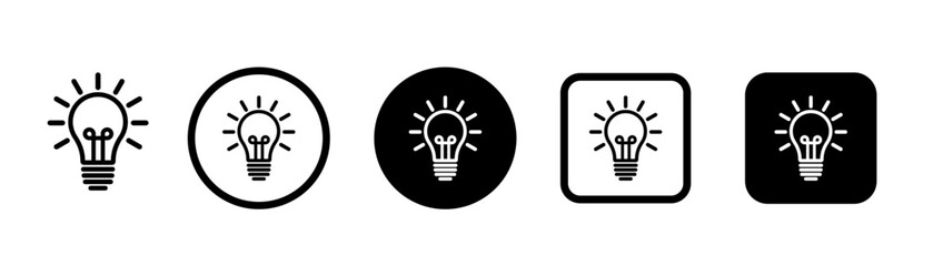 Bulb lamp icons set. Editable stroke. Electric lamp illustration symbol. Idea sign or logo.