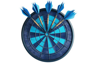 a dart board with darts in the center