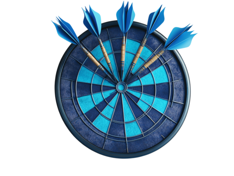 a dart board with darts in the center