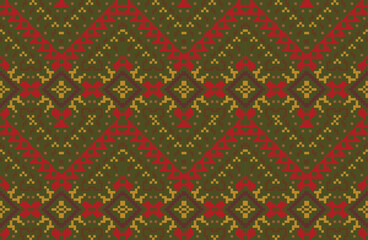 Retro Ikat Pattern Designfolk Embroidery, Aztec Geometric Ornament Print. Design for Carpet, Wallpaper, Clothing, Wrapping, Fabric