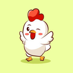 flat vector chicken character logo dumping elements, objects for your brand