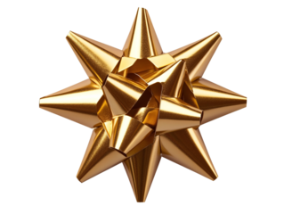 a gold star shaped ribbon