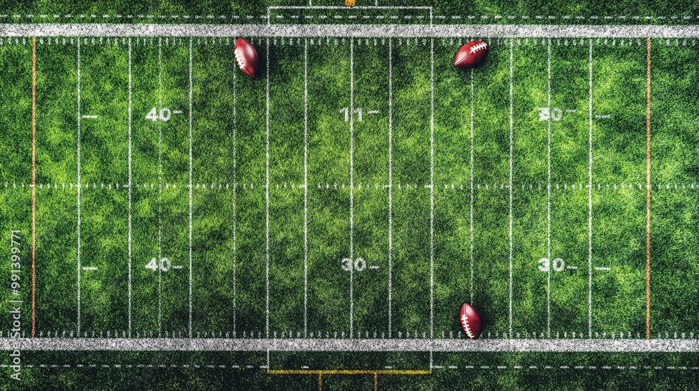 Aufkleber A minimalist overhead view of a football field with strategic play diagrams drawn in clean simple lines Large space for text in center Stock Photo with copy space