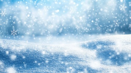 Fototapeta premium Christmas snow background with snowflakes falling gently on a peaceful winter landscape, creating a magical holiday feel