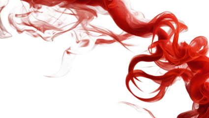 Realistic red smoke isolated on white background