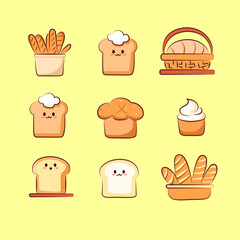 set bread bakkery collection vector IIlustrations